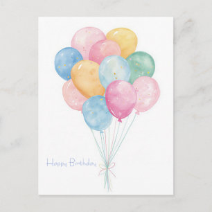 Watercolor Birthday Postcard