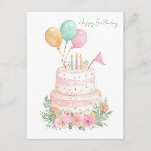 Watercolor Birthday Postcard