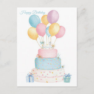 Watercolor Birthday Postcard