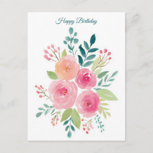 Watercolor Birthday Postcard
