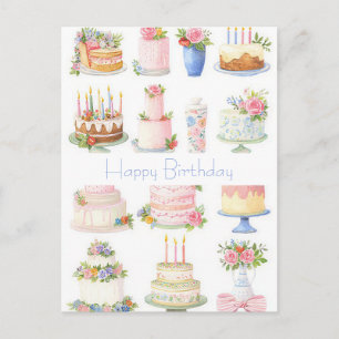 Watercolor Birthday Postcard