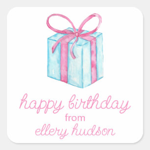 Watercolor Birthday Presents Gift Enclosure Square Sticker