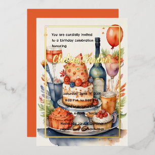 Watercolor Birthday Wine Cake Food