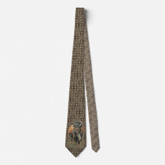 Watercolor Bison Buffalo Grey Black Brown Colours Tie