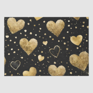 Watercolor Black and Gold Ink Valentines Hearts Tissue Paper
