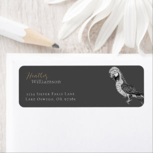Watercolor Black and White Macaw Parrot Return Address Label