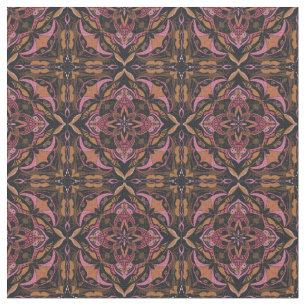 Watercolor Black Azulejo Spanish Tile  Fabric