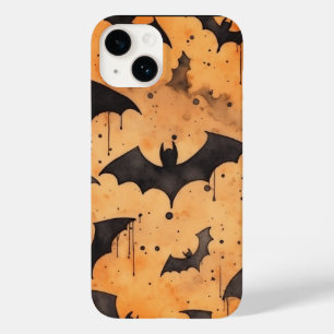 Watercolor Black Bats on Orange Case-Mate iPhone 14 Case