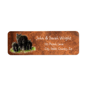 Watercolor Black Bear Family Animal Address Return Address Label