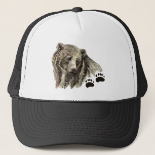 Watercolor Black Bear Wildlife Animal Nature Art Trucker Hat