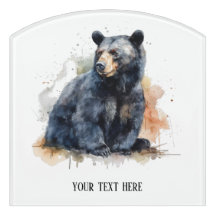 Watercolor Black Bear Woodland Art, custom