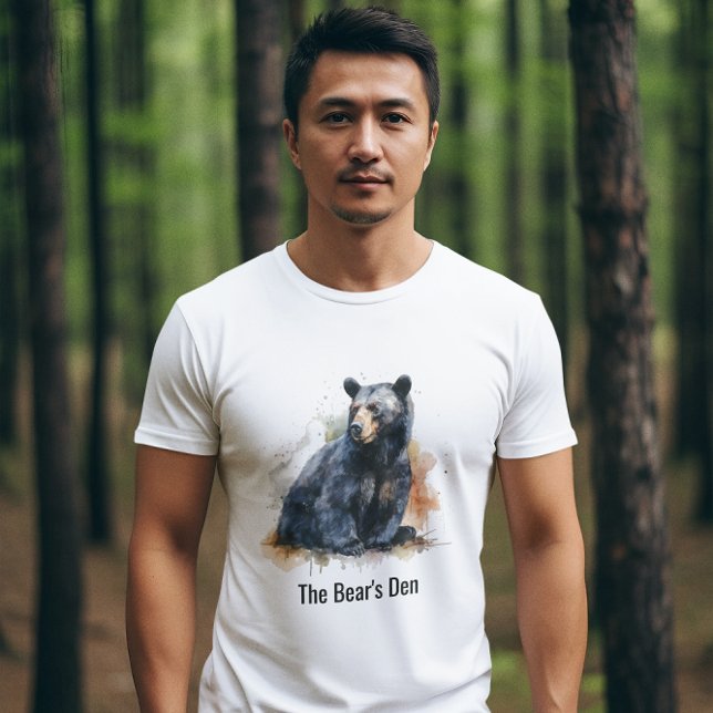 Watercolor Black Bear Woodland Art T-Shirt (Creator Uploaded)