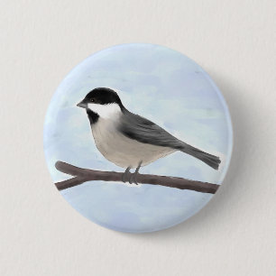 Watercolor Black-capped Chickadee Button