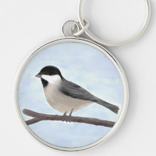 Watercolor Black-capped Chickadee Keychain