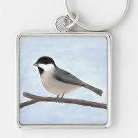 Watercolor Black-capped Chickadee Keychain
