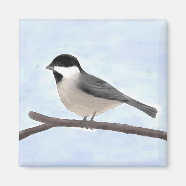 Watercolor Black-capped Chickadee Magnet (Front)
