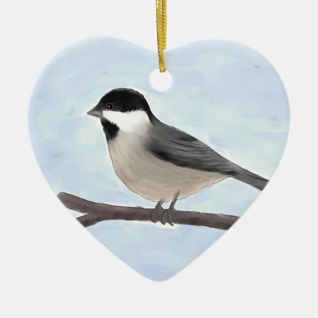 Watercolor Black-capped Chickadee Ornament (Front)