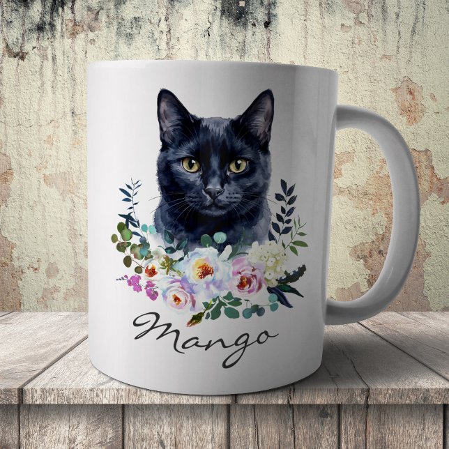 Watercolor Black Cat Coffee Mug (Creator Uploaded)