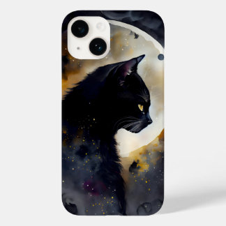 Watercolor Black Cat Eclipse Moon Artwork Case-Mate iPhone 14 Case