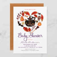 Watercolor Black Cat Halloween Baby Shower