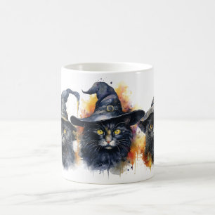 Watercolor Black Cat Trio Coffee Mug