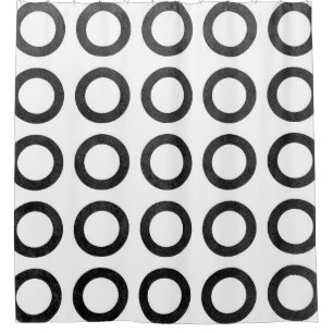 Watercolor black circles on white background. Blac Shower Curtain