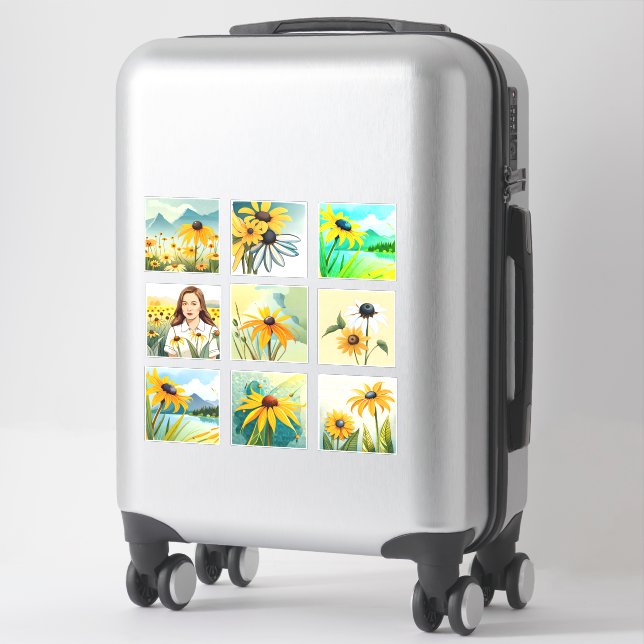 Watercolor Black-eyed Susan flowers Scrapbook (Suitcase)