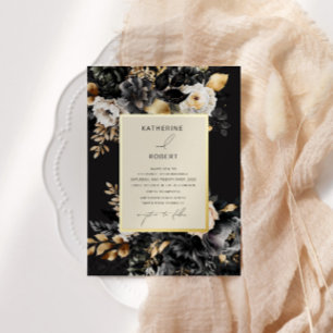 Watercolor Black Gold Floral Wedding