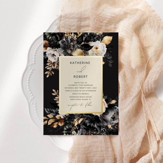 Watercolor Black Gold Floral Wedding (Creator Uploaded)