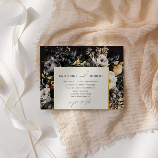 Watercolor Black Gold Floral Wedding (Creator Uploaded)