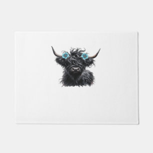 Watercolor Black Highland Cow Classic T-Shirt Doormat