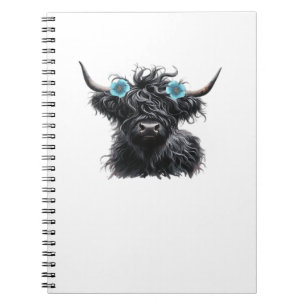 Watercolor Black Highland Cow Classic T-Shirt Notebook