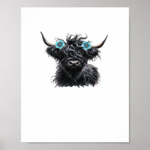 Watercolor Black Highland Cow Classic T-Shirt Poster