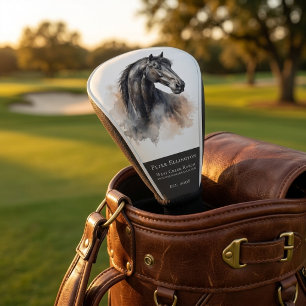 Watercolor Black Horse Equestrian Lover Golf Head Cover