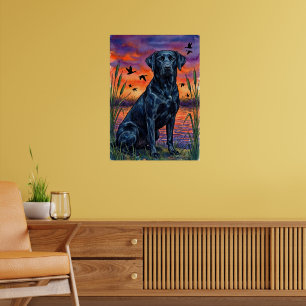 Watercolor Black Labrador Marsh Poster