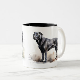 Watercolor Black Labrador Retriever Two-Tone Coffee Mug