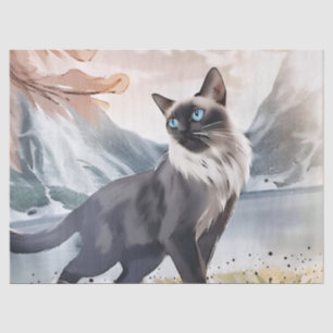 Watercolor Black & White Cat in Nature Gift Wrap Tissue Paper