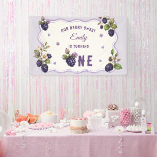Watercolor Blackberries 1st Birthday Party Banner