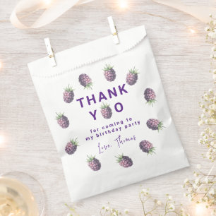 Watercolor blackberries 1st birthday Thank you Favour Bag