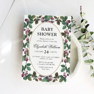 Watercolor Blackberries Berry Baby Shower Invitation