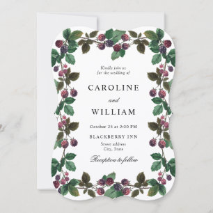 Watercolor Blackberries Berry Wedding  Invitation
