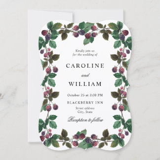 Watercolor Blackberries Berry Wedding Invitation