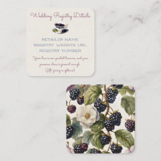 Watercolor Blackberry and Cream Floral Enclosure Card