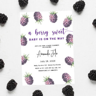 Watercolor Blackberry Baby Shower Invitation