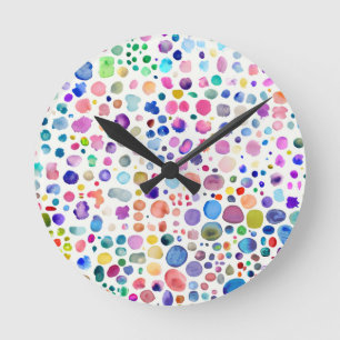 Watercolor blobs round clock