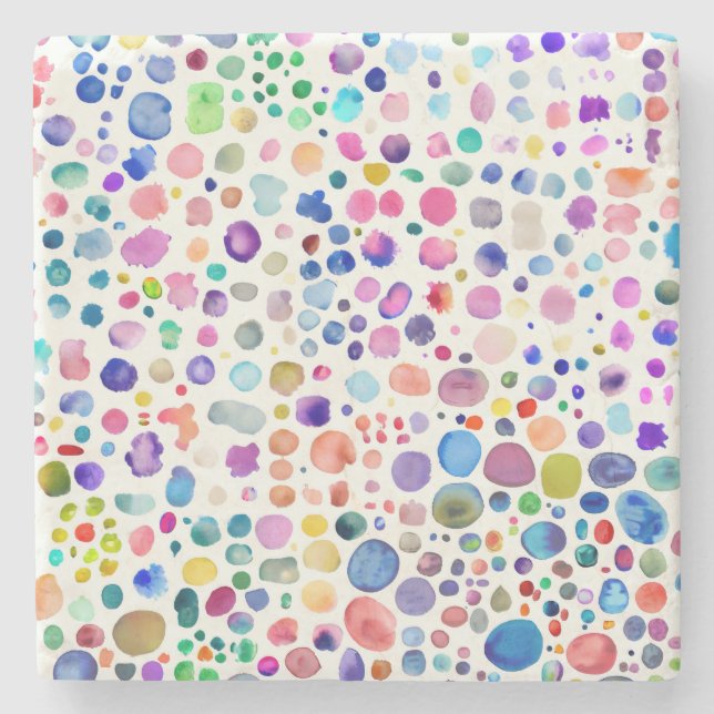 Watercolor blobs stone coaster (Front)