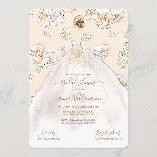 Watercolor Blonde Bride Magnolia Bridal Shower Invitation