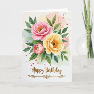 Watercolor Bloom Birthday Wish Card
