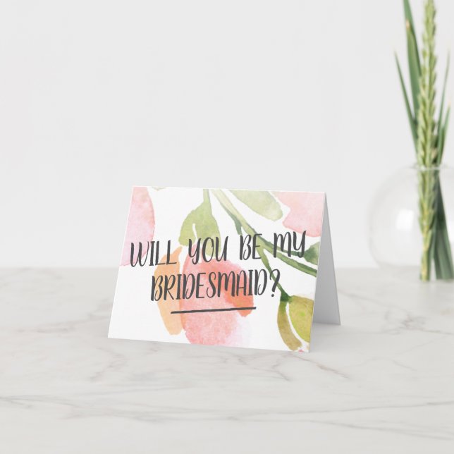 Watercolor Bloom Will You Be My Bridesmaid Invitation (Front)