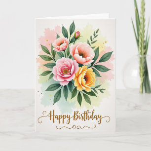 Watercolor Blooms Birthday Card